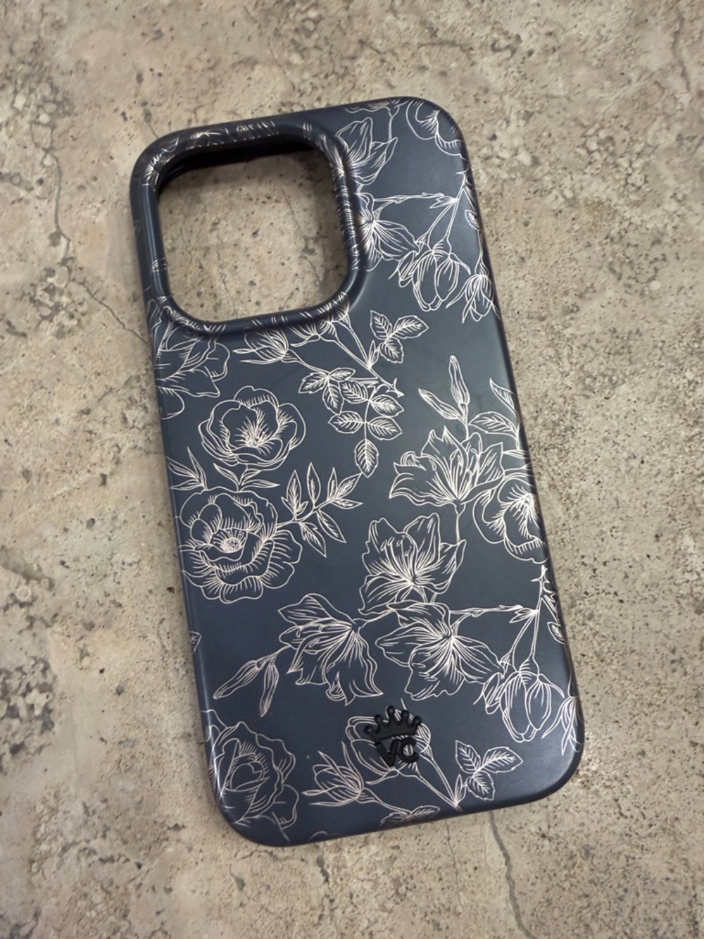 Velvet Caviar Navy Blue Floral Phone Case with White Outline